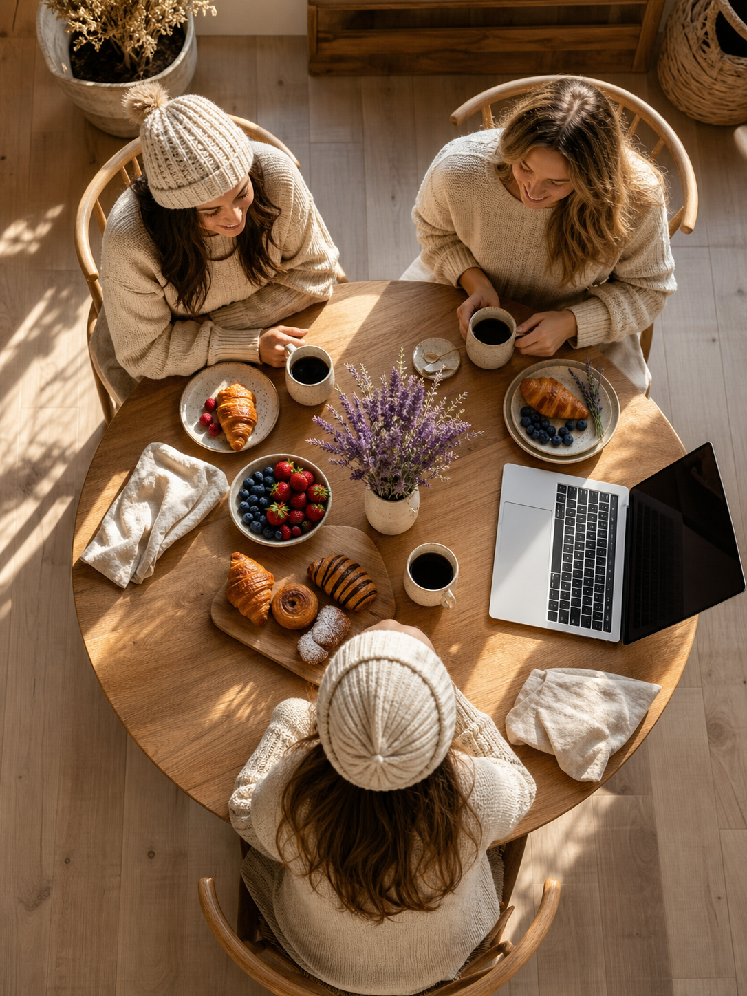 Friends dining together